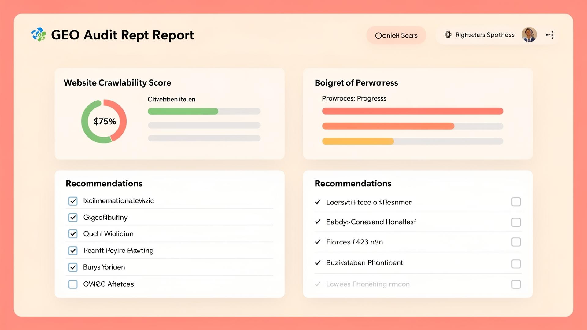 GEO audit report with crawlability score and recommendations