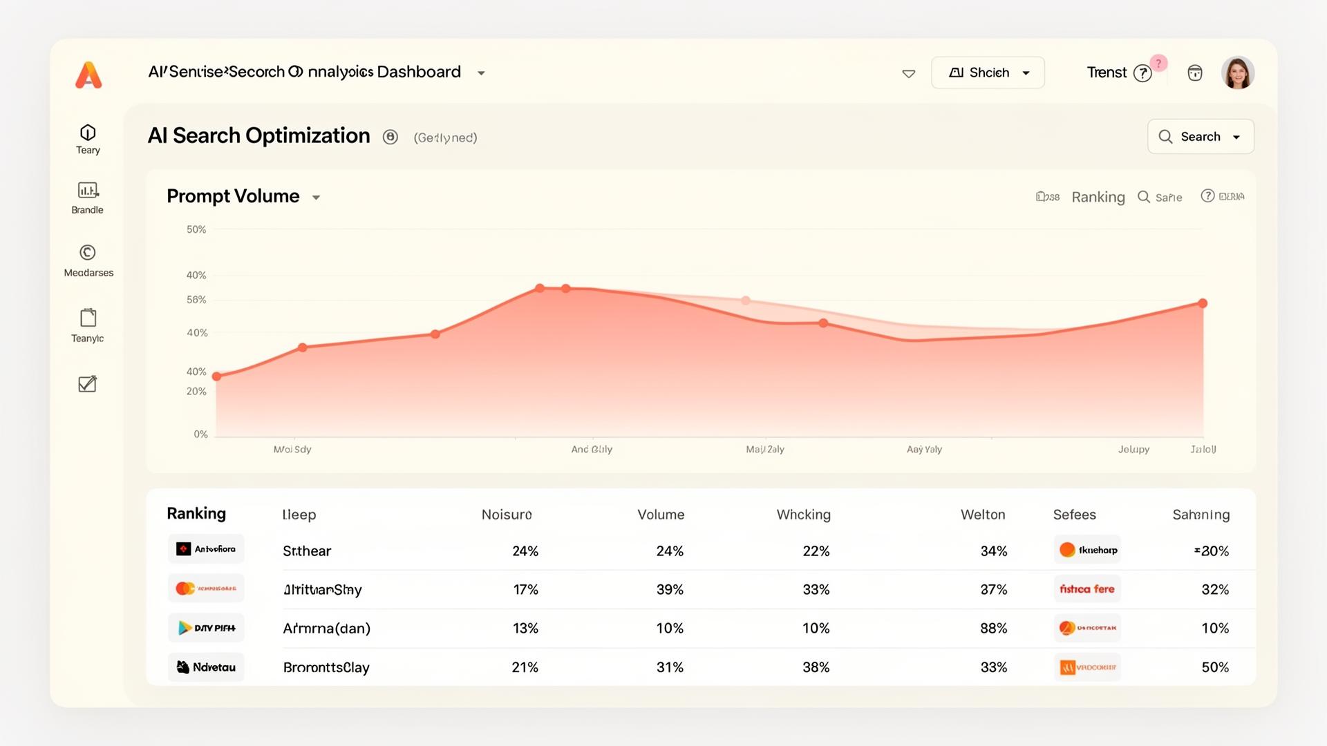 Prompt volume and ranking analytics inside webem.io